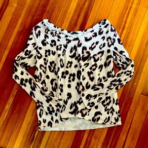 Leopard Print Lightweight Boatneck Sweater Size S